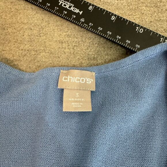 Chicos Cardigan Set Women 3 Blue Knit 2 Piece XL Coordinate Casual Office Work - Picture 6 of 11